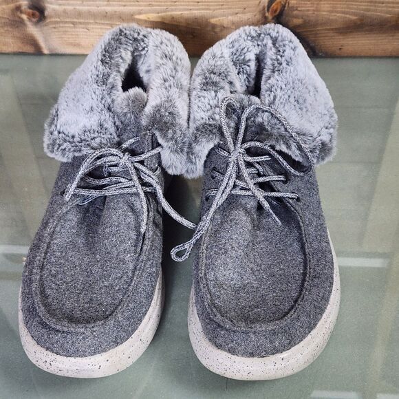 BOBS by Skechers Womens Gray Faux Fur Lined Slippers Shoes Size US 9.5 EU 39.5 - Picture 9 of 12